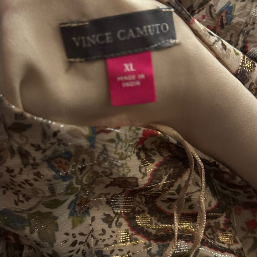 Vince Camuto Metallic Paisley Ruffle Mini Dress Women’s XL - Picture 6 of 6